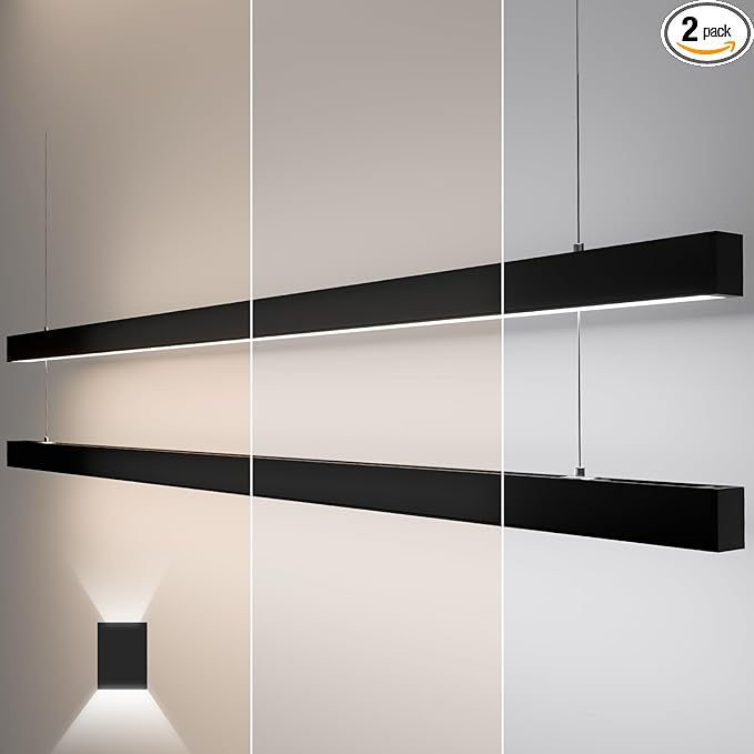 8FT LED Linear Light,100/90/80/70/60W Up and Down Light, 3000/4000/5000K CCT,Commercial And Residential Linear Lights Fixture for Office,Pendant Lights for Home,Shop,Garage,Basement,School-2Pack