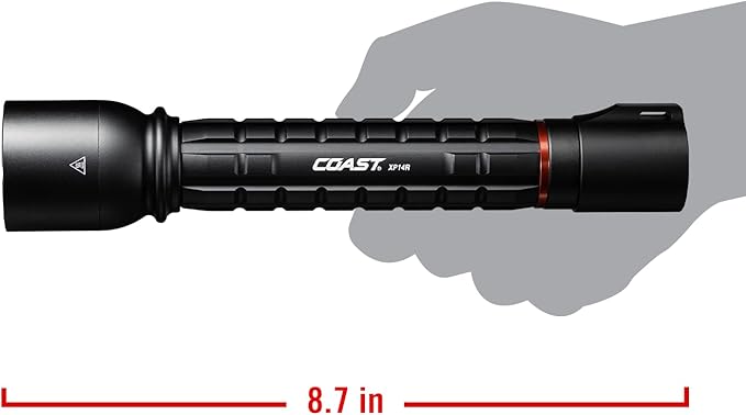 Coast XP14R 4500 Lumen USB-C Rechargeable LED Flashlight with Slide Focus® and Pure Beam® Focusing Optic, 5 Light Modes