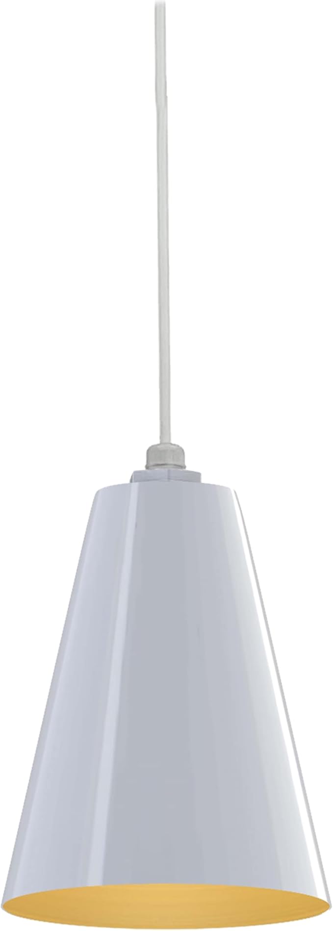 Steel Lighting Co. Laurel Pendant Light | Ceiling Mounted | 8.5 inch Cone Shade | Modern Contemporary Farmhouse Style Made in America | White Cord | White Exterior/Brass Interior