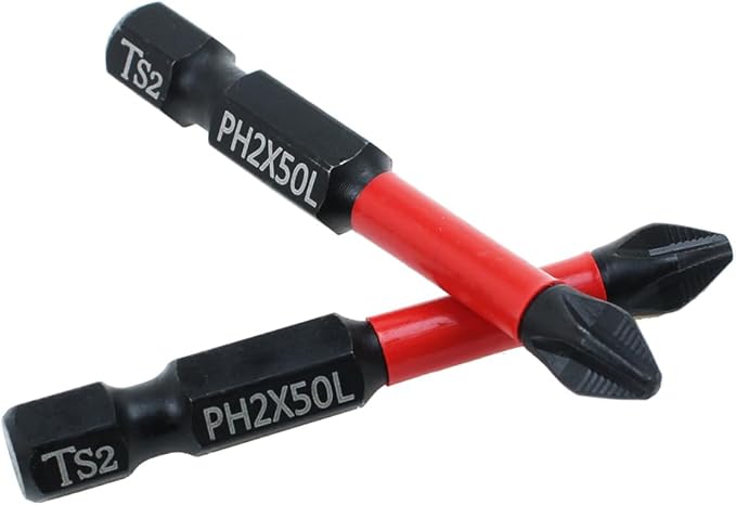 AUTOTOOLHOME 10 Pack Phillips PH2 Magnetic Anti Slip Screwdriver Bit Set 2" L TS2 Toolsteel HRC63 Anti-Slip Long Drill Bits 1/4 Hex Shank Cross Single and Double Head Bits Screw Impact Driver Bits