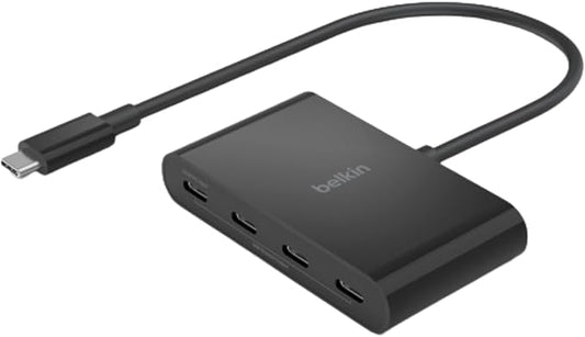 Belkin 4-Port USB-C 3.2 Gen 2 Hub with 100W Power Delivery and 10Gbps Data Transfer, High-Speed Multiport Adapter Splitter Compatible with MacBook Pro/Air, iPad Pro, iPhone 15, Chromebook, Surface, PC