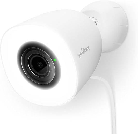 youkey Wi-Fi Outdoor Camera with Spotlight, Plug-in, 2.5K Color24 Enhanced Night Vision, 2.4/5GHz WiFi 6 Wired Camera for Home Security, AI Human/Vehicle/Pet Detection, IP67, 130°FOV, No Monthly Fees