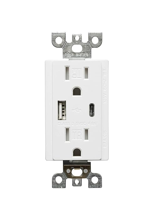 Diodesy- USB Outlet and Duplex Tamper Resistant Receptacle Plug 15 Amp Electrical Outlet with Wall Plate Cover Fast Charging Power Dual Type A & C Ports for Phones Tablets Laptops UL Listed Pack of 4
