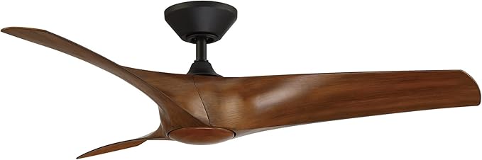 Zephyr Smart Indoor and Outdoor 3-Blade Ceiling Fan 52in Matte Black Distressed Koa with Adjustable CCT 2700K-3000K-4000K-5000K LED Light Kit and Remote Control works with Alexa, iOS or Android App