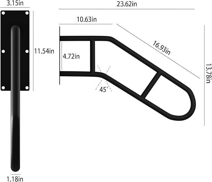 Hand Rails for Outdoor Steps U-Shaped, Black Iron Stair Railing Indoor 1-3 Step, Wall Mounted Railing for Stairs, Stair Handrail for Elderly, Kids, Pregnant Women, Porch Deck Garden Grab Bar -1 Pack