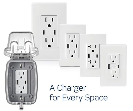 Leviton T5632-I Type-A USB in-Wall Charger with 15A Tamper-Resistant Outlet, USB Charger for Smartphones, Ivory