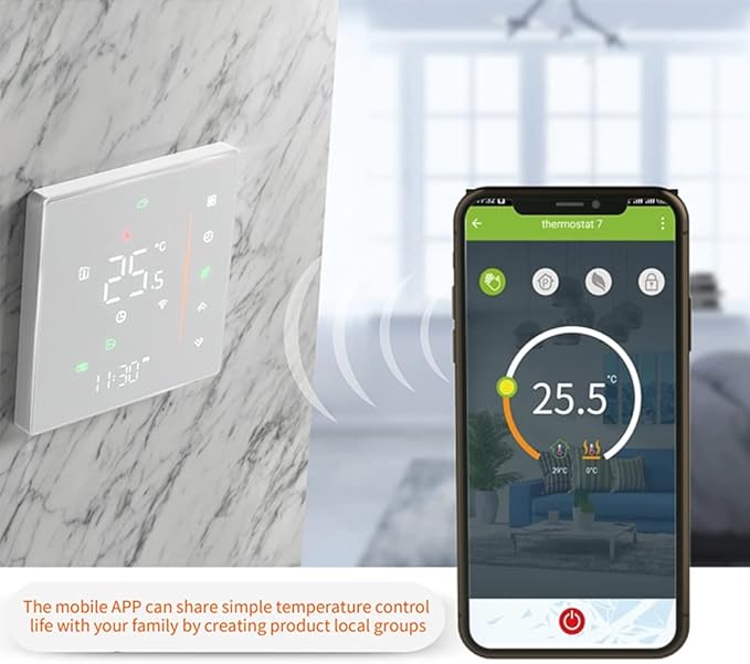 Matybobe WiFi Smart Thermostat Temperature Controller Weekly Programmable Supports Touch Control/Mobile APP/Voice Control Compatible with Alexa/Google Home, for Water Heating 5A Black