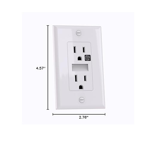SOZULAMP LED Night Light Outlet-Easy to Install,Nightlight Electrical Outlets,Standard Duplex Receptacle,15A 125V,2 Pole 3 Wire,Self Grounding,Outlet Covers Included (Glossy White,2 Pack)