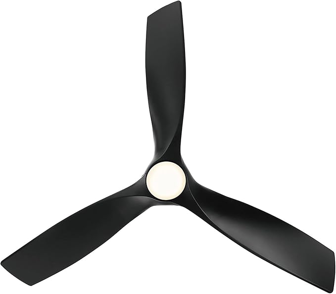 Zephyr Smart Indoor and Outdoor 3-Blade Ceiling Fan 62in Matte Black with Adjustable CCT 2700K-3000K-4000K-5000K LED Light Kit and Remote Control works with Alexa, and iOS or Android App