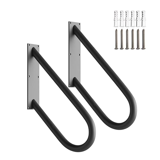 2 Pack U-Shaped Stair Handrails for 1-2 Steps, 18" Black Stair Railings for Indoor or Outdoor, Wall Mounted Hand Railings for Porch Garage, Safety Grab Bar for Stairs