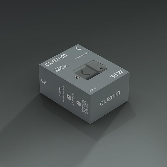 CLEMM Core 35W USB-C Charger, Core GaN PPS, USB-C Power Adapter for iPhone 16/15/14/13/12/11/X, Galaxy S24 Ultra/S23 (Core 35)