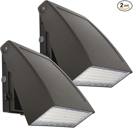 DAKASON (2 Pack) 100W LED Wall Pack, Dusk-to-Dawn Photocell, Adjustable Head, Full Cut-Off Security Light, 5000K 12000lm Replaces 300-450W HPS/HID IP65 Waterproof Outdoor Lighting Fixture, ETL Listed