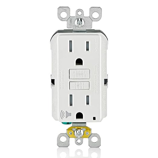 Leviton GFCI Outlet with Audible Alarm, 15 Amp, Self Test, Tamper-Resistant with LED Indicator Light, Great for Refrigerators in Garages, GFTA1-W, White