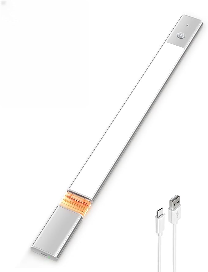 EZVALO Under Cabinet Lighting, 2200mAh Rechargeable Battery, 76 LEDs Dimmable Closet Lights, 3 Color Temps, Motion Sensor Light Indoor for Kitchen, Wardrobe