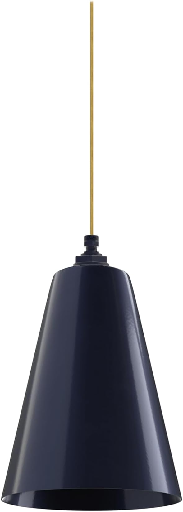 Steel Lighting Co. Laurel Pendant Light | Ceiling Mounted | 8.5 inch Cone Shade | Modern Contemporary Farmhouse Style Made in America | Gold Cloth Cord | Navy Blue Exterior/Navy Blue Interior