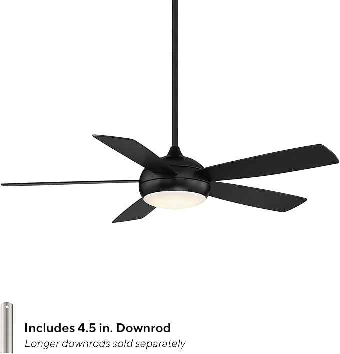WAC Smart Fans Odyssey Indoor and Outdoor 5-Blade Smart Home Ceiling Fan 52in Matte Black with 3000K LED Light Kit and Remote Control works with Alexa and iOS or Android App