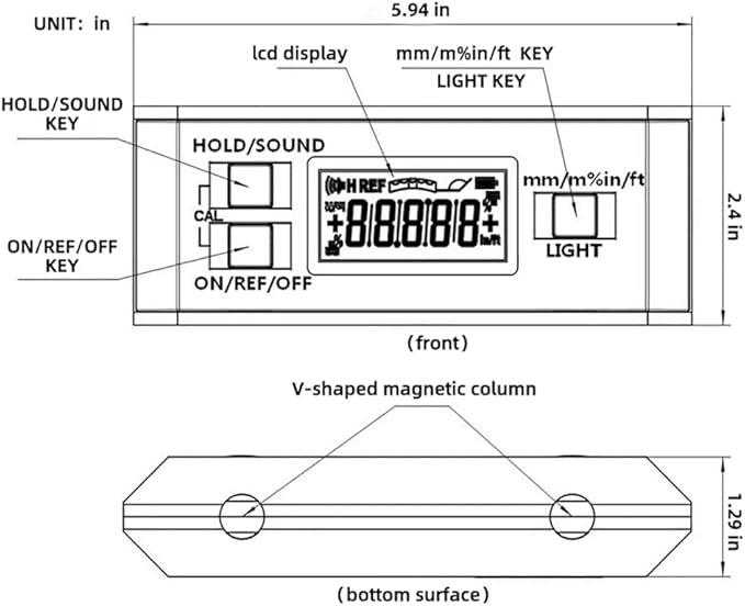 Black V-Groove Digital Angle Finder with Backlight Display - High-Precision IP65 Waterproof Magnetic Tool（ACE-QJQ）
