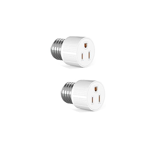Light Bulb Outlet Socket Adapter,E26/E27 3 Prong Polarized Screw in Outlet to Plug Converter for Porch Patio Garage, White(2Pack)