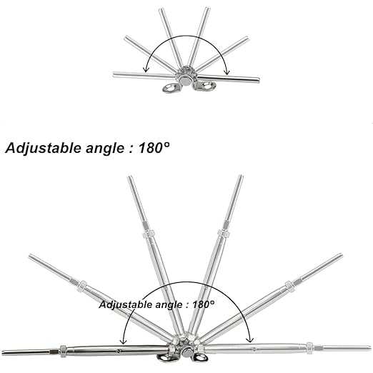 Cable Railing Hardware, 12 Pairs Railing Kit, for 1/8 System, Adjustable Angle, T316 Marine Grade