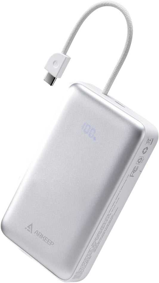 Portable Charger, 10000mAh 30W PD Fast Charging Power Bank with USB C Cable, Travel Essential Portable Battery with Phone Stand, for iPhone 16/15/14/13, iPad, AirPods, Galaxy