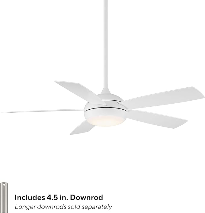 WAC Smart Fans Odyssey Indoor and Outdoor 5-Blade Ceiling Fan 54in Matte White with 3000K LED Light Kit and Remote Control works with Alexa and iOS or Android App