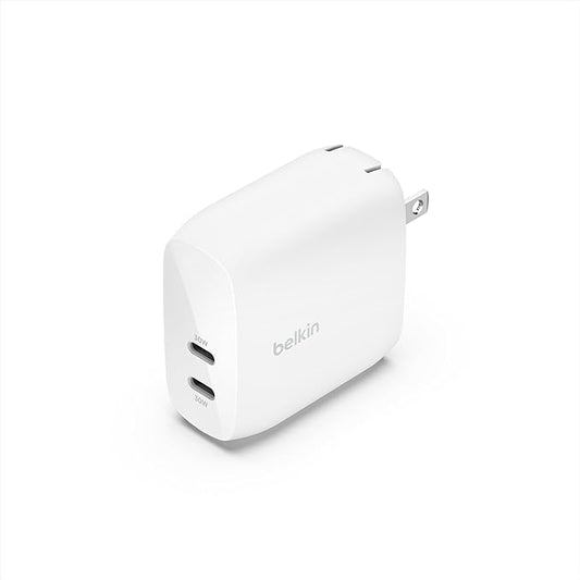 Belkin Dual USB C Charger Block 60W w/PPS Super Fast Charging - Samsung Galaxy S25, Apple iPhone 16, iPad, MacBook Air, Google Pixel, Nintendo Switch 2, etc - White