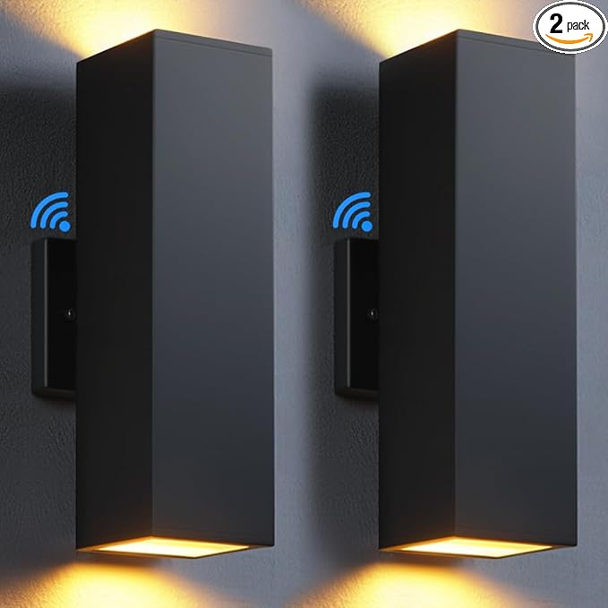 SHIMR Outdoor Wall Lights Dusk to Dawn 2 Pack, ETL Listed Outdoor Light Fixture Wall Mount, Aluminum Anti-Rust Up and Down Outside Lights for House Porch Garage Patio, LED Bulbs Include