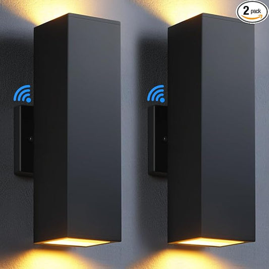 SHIMR Outdoor Wall Lights Dusk to Dawn 2 Pack, ETL Listed Outdoor Light Fixture Wall Mount, Aluminum Anti-Rust Up and Down Outside Lights for House Porch Garage Patio, LED Bulbs Include