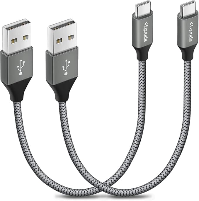 etguuds USB to USB C Cable 1ft, 2-Pack Short USB A to Type C Charger Cord Fast Charging for Samsung Galaxy A15 A25 A35 A55 A54, S24 S23 S22 S21 S20 S10 S10E, Note 20 10, Moto G, for iPhone 16 15