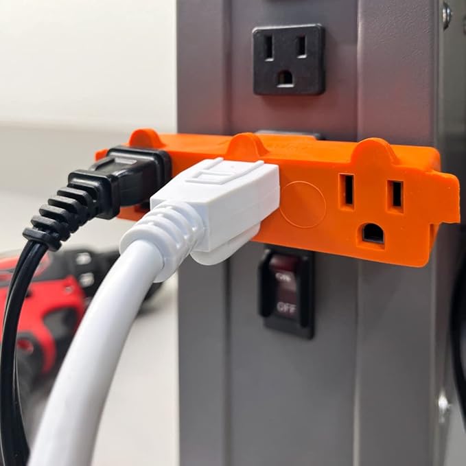 Maxxima Heavy Duty 3 Grounded Multi Outlet Adapter - Wall Plug Extender, Turns 1 Outlet into 3, Ideal for Garage, Workspace, and Indoor Use, Orange Adapter - Pack of 4