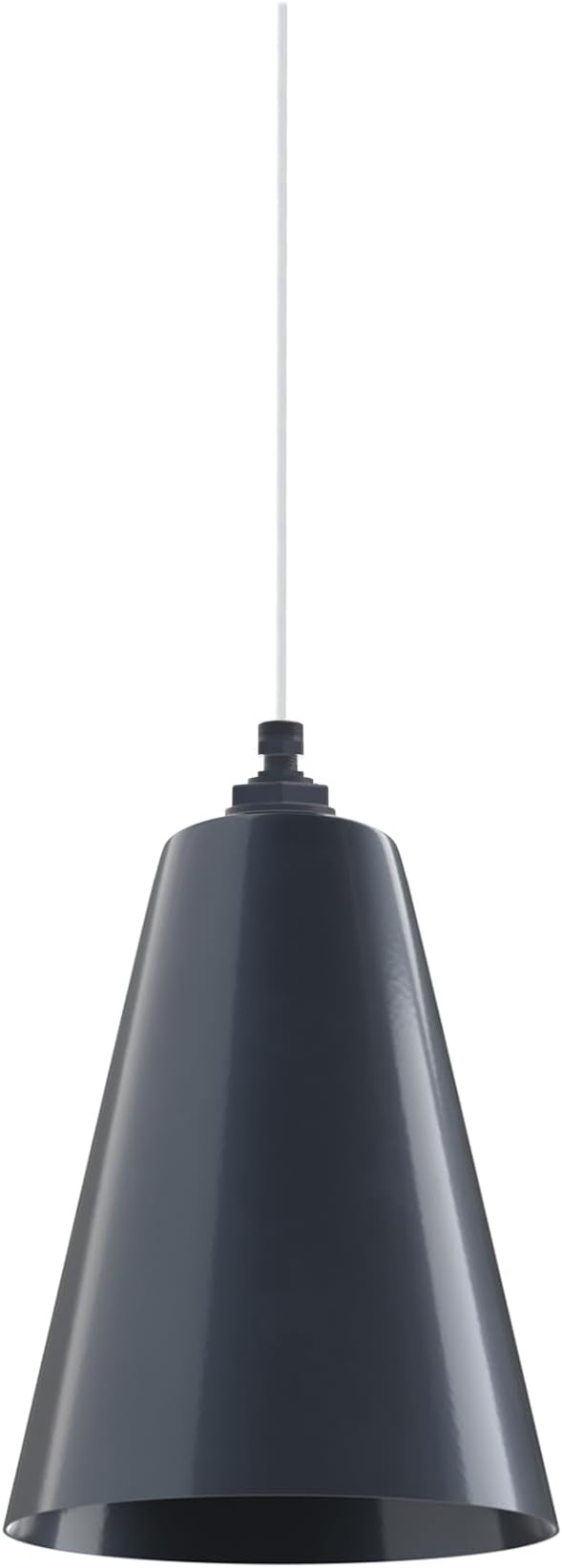 Steel Lighting Co. Laurel Pendant Light | Ceiling Mounted | 8.5 inch Cone Shade | Modern Contemporary Farmhouse Style Made in America | White Cloth Cord | Gray Blue Exterior/Gray Blue Interior