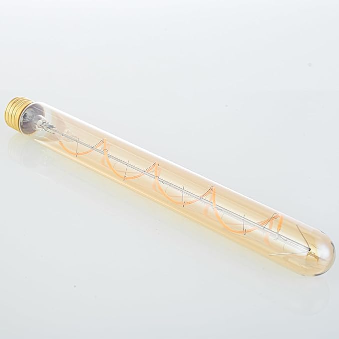 T300/T10 Long Tubular Light Bulb,40 Watt Equivalent E26 Base Amber Vintage Edison Bulb 4W Dimmable Tubular Antique Style Decorative LED Filament Light Bulb, 2700K Warm White,11.8 Inch, 2 Pack