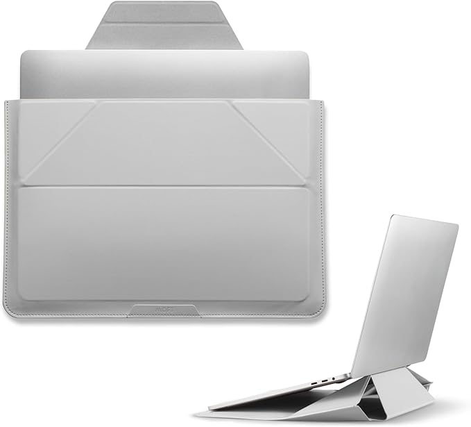 MOFT Laptop Carry Sleeve, 2-in-1 Laptop Bag & Stand for 15" MacBook Air & Dell/HP/Lenovo/Asus, Stylish Slim Computer Sleeve Bag with Expandable Storage for Computer Accessories, Misty Cove