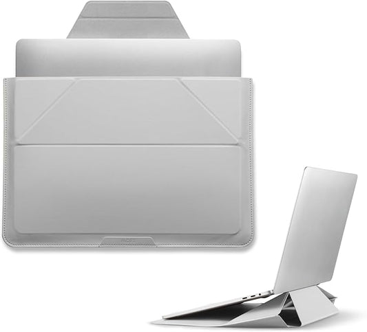 MOFT Laptop Carry Sleeve, 2-in-1 Laptop Bag & Stand for 15" MacBook Air & Dell/HP/Lenovo/Asus, Stylish Slim Computer Sleeve Bag with Expandable Storage for Computer Accessories, Misty Cove