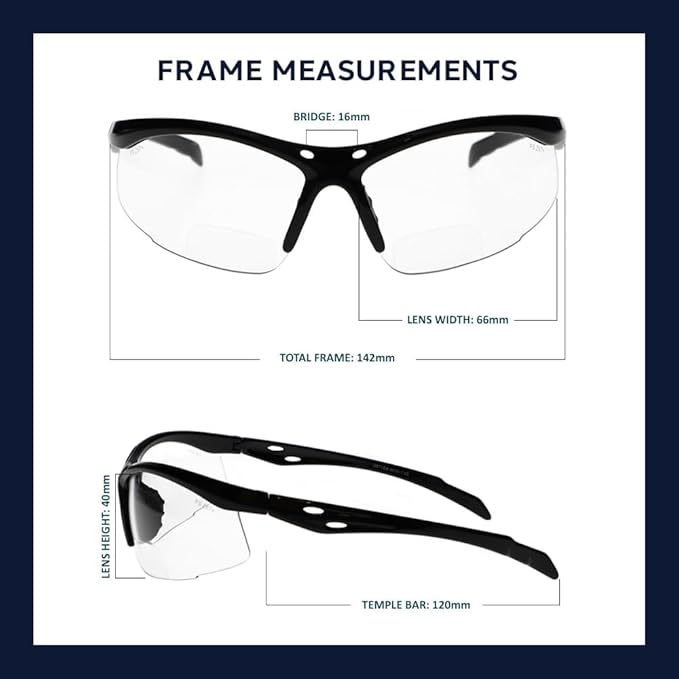 Bifocal Safety Glasses - Safety Glasses with Readers for Healthcare, Woodworkers, Motorcyclists, Workshop - Ansi Z87+