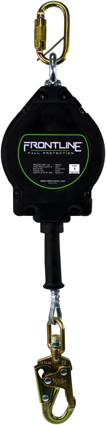 Frontline RPG70' Cable SRL with Steel Snap Hook End | 3/16" Galvanized Steel Cable | Lightweight, Durable | Swivel Anchorage Eye | 310 lbs Capacity | ANSI & OSHA Compliant (1 Pack)