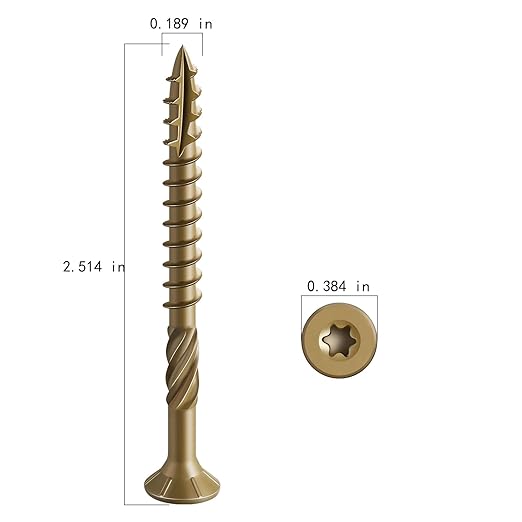 #10 * 2-1/2" Deck Screws, (80pcs) 1 lbs.Exterior Wood Screws, Rust Resistant Epoxy Coated, Bronze, T20 Star Bit