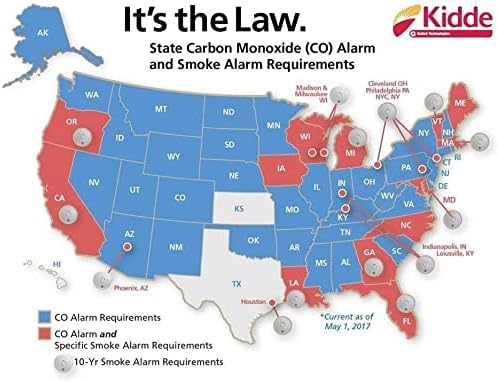 Kidde Carbon Monoxide Detector with 10-Year Battery, 3 LEDs, Replacement Indicator, Test-Reset Button