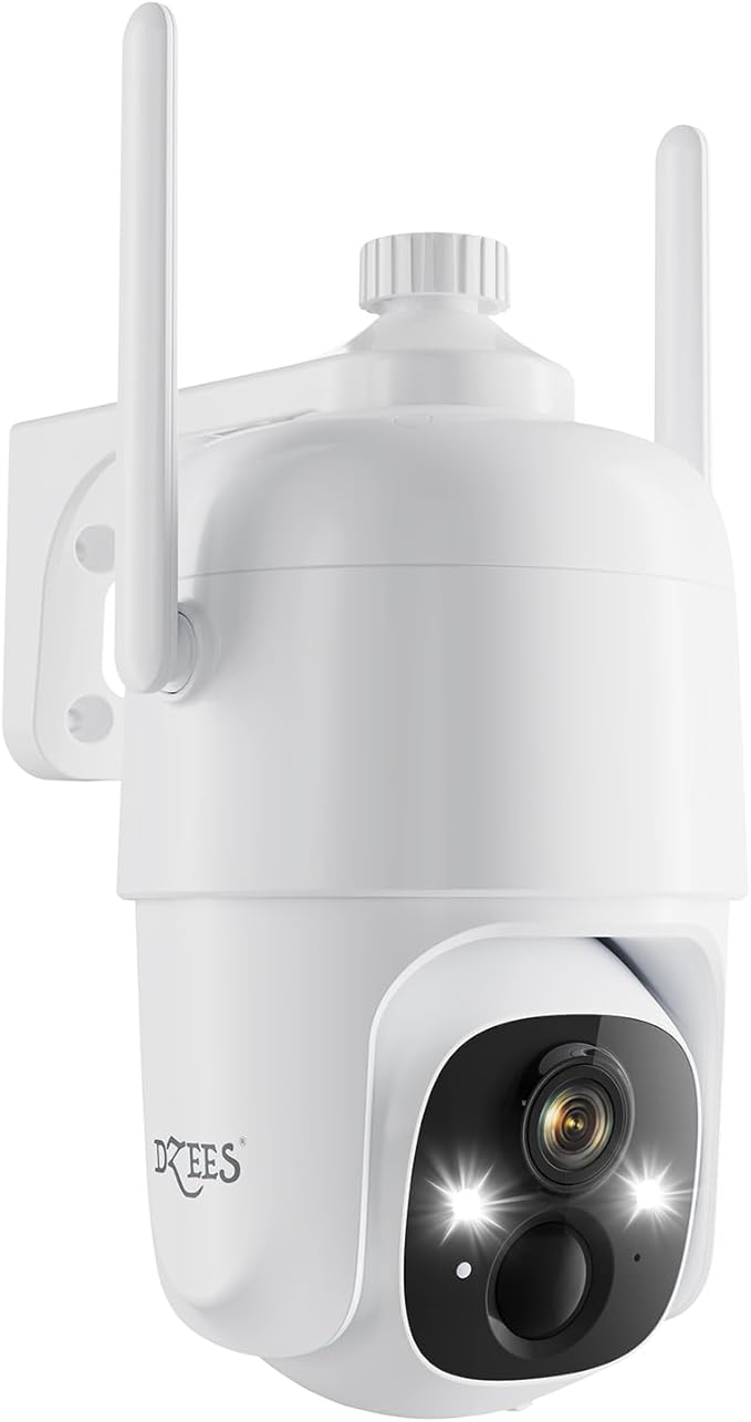 Dzees 360° PTZ Security Cameras Wireless Outdoor WiFi, 2K Powered Home Security Camera Indoor, Spotlight & Siren, Color Night Vision, 2-Way Talk, AI Motion Detection, IP66, Cloud Stroage