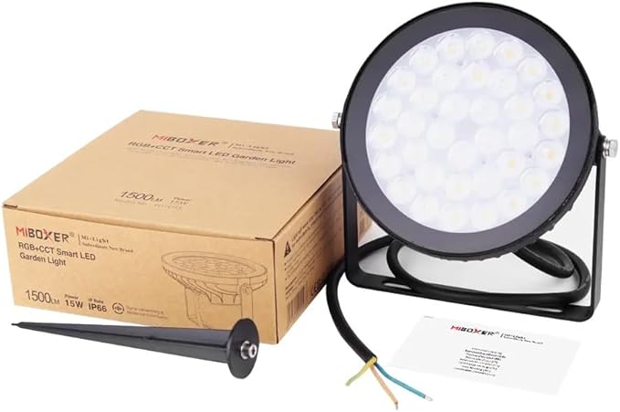 LGIDTECH FUTC03 RGB+CCT Outdoor 15W LED Landscape Garden Spotlight AC 100-240V,Color Changing,CCT Color Temperature Adjustable,Memory Function.No Plug