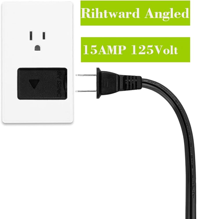 Right Angle Adapter,2-Prong 90 Degree Rightward Angled AC Adapter, Polarized 2-Prong L Type Adapter, Vertical Right Angled Down Angle Power Adapter, PA-0503B Black Color