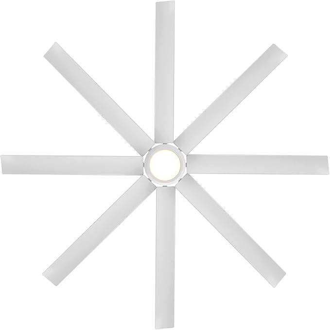 WAC Smart Fans Mocha XL Indoor and Outdoor 8-Blade Ceiling Fan 66in Brushed Aluminum with 3000K LED Light Kit and Remote Control works with Alexa and iOS or Android App