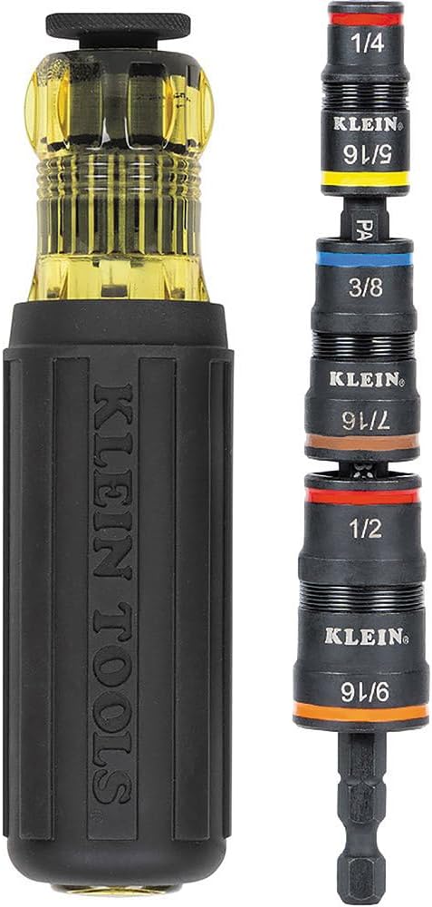 Klein 11-in-1 Magnetic Multi-Bit Screwdriver/Nut Driver 32500MAG + 7-in-1 Impact Flip Socket Set 32910