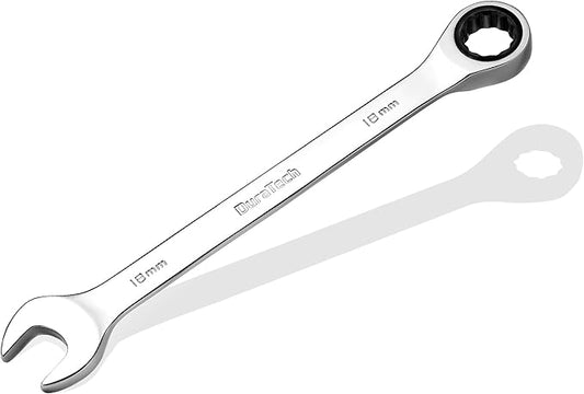 DURATECH 18mm Ratcheting Combination Wrench, SAE, 72-Tooth, 12-Point, CR-V Constructed with Mirror Polish