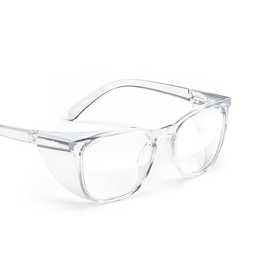 Stoggles Square Z87.2 Certified Polycarbonate Small Fit Safety Glasses, Scratch & Shatter-Proof, Blue-Light & UV Blocking Lens, Top & Side Shields, Anti-Fog Dip Coated, Protective & Stylish Eyewear