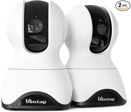 VIMTAG 2.5K Indoor Cameras for Home Security 2-Pack, 360° Pet Camera, 5G/2.4G WiFi Baby Monitor with Phone App/Speaker for Dog Cat, Motion Tracking, Free AI Detection, Night Vision, SD/Cloud Storage