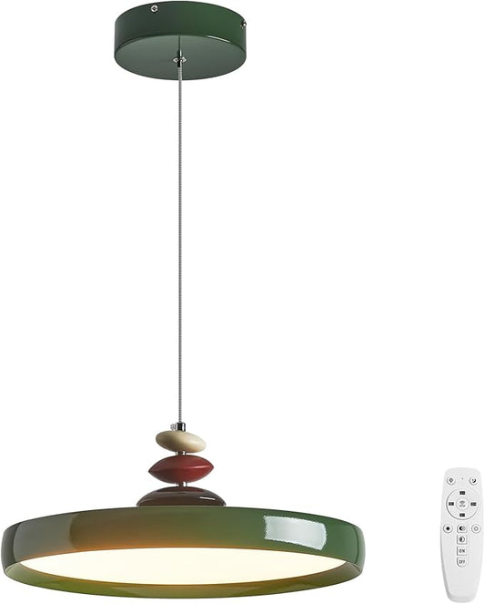 Modern Pendant Lights,Green 16" LED Pendant Lighting Fixture with Remote Control Dimmable 3 Color Mode & Brightness, Adjustable Hanging Lamp for Kitchen Dining Room Bedroom Kitchen Island