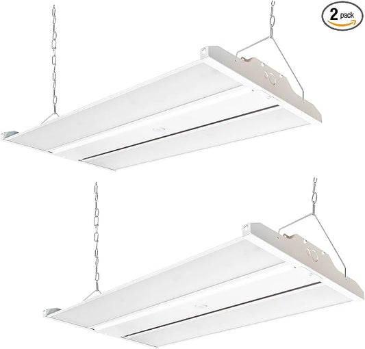 2FT LED Linear High Bay Fixture, 155W LED Shop Light, 20,925lm 135LM/W, 120-277V, 5000K Daylight Linear Hanging Light, UL&DLC Listed - 2PK