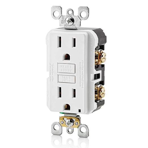 Leviton GFCI Outlet, 15 Amp, Self Test, Non Tamper-Resistant with LED Indicator Light, Protection from Electric Shock and Electrocution, GFNT1-W, White