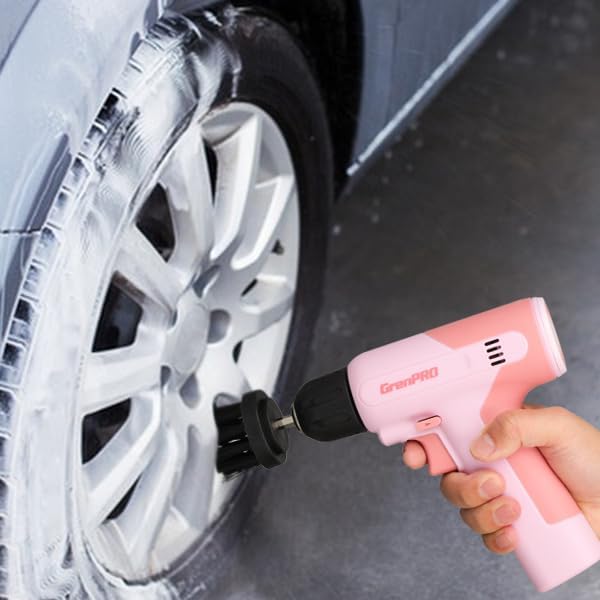 Cordless Drill, 7.2V Power Drill Set with 23pcs Acessories, 3/8" Keyless Chuck, Built-in LED, Type-C Charge Cable, Cleaning Brush Head, Pink Electric Screwdriver for Women